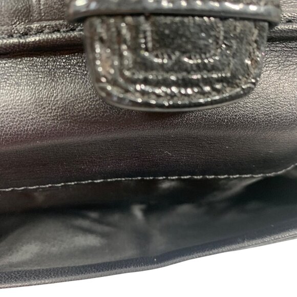 COACH Soho Signature Logo Canvas Envelope Wallet Buckle Snap Black Leather Trim - Picture 6 of 8